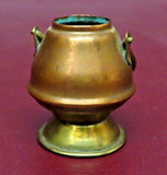 Vintage 1.5" Miniature Copper & Brass Doll Furniture Coal Scuttle Pot w/ Handle