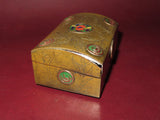 Vintage Hand Enameled 3.5x2.5" Chinese Brass Flip Lid Trinket Box - Sold As-Is