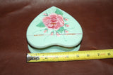 Hand Made Arts & Crafts Painted Signed Flip-Lid Heart Shaped Wooden Jewelry Box