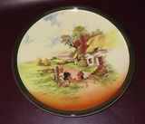 Vintage 13.5" Royal Doulton Rustic England Serving Platter Cottage Scene D.5694