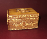 Vintage Hand Carved 6x5" Rectangular Wooden Flip Lid Jewelry Trinket Box