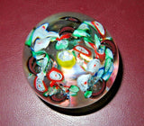 Collectible 3" Modern Multi-Color Millefiori Hand Blown Art Glass Paperweight