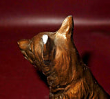 Antique Pair Nuart NYC 7" Tall Bronzed Spelter Shepherd Dog Bookends c. 1930