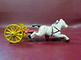 Vintage Reproduction 12" Long Hand Painted Cast Iron Horse Drawn Cart Toy