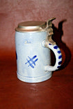 Vintage Marzi & Remy 0.5L 6" Tall Echter Blue German Pottery Stein w/ Pewter Lid