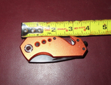 Small 6" Long Orange & Black Folding Pocket Knife w/ Belt Loop