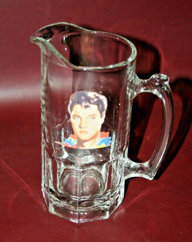 Collectible Vintage Style Elvis Presley Clear Glass 8.5" Tall 32-oz Beer Pitcher