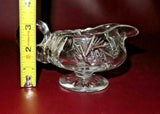 Antique Clear Star Decor 6" Cut Glass Small Glass Footed Sauce Pitcher Creamer