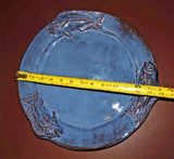 Thora Ovenware Dark Blue Glaze 14" Terra Cotta Pottery Cod Fish Serving Platter