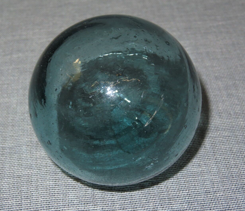 Vintage 3" Unmarked Hand Blown Aqua Blue Glass Japanese Fishing Net Float