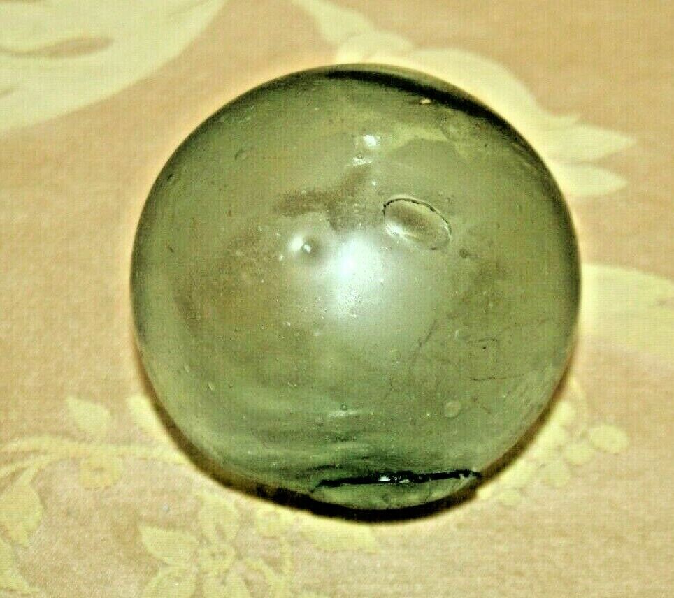 Antique Japanese Style Small 3.25" Aqua Blue Blown Glass Fishing Float