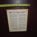 Vintage 13x10" Wood & Plexiglass Framed "Principles of Medical Ethics" Print