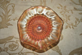 Vintage 5.5" Marigold Carnival Glass Wavy Lip Pedestal Compote Dish