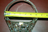 Vintage 9" Soviet Russian Diamond Pattern 24% Leaded Crystal Basket w/ Handle