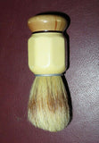 Vintage Retro 4" Shaving Brush w/ Octagon Off-White Bakelite & Wood Handle