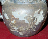 Antique Ornate Small Etched Silverplate Pitcher Teapot - As-Is - Poor Condition