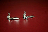Pair Vintage 1" Tall S.A.G. Silverplate Ornamental Cufflinks - Hunter & Dog