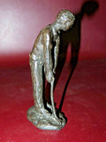 Vintage 5" Tall Solid Bronze Golf Figurine Sculpture of Golfing Man c. 1930