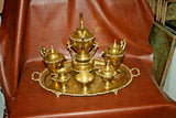 Vintage Mexican Brass 7-pc Coffee & Tea Set w/ Kettle, Pots, Cream & Sugar, Tray