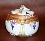 Vintage Japanese Hand Pained Nippon Porcelain & Gilt Lidded Sugar Bowl