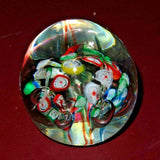 Collectible 3" Modern Multi-Color Millefiori Hand Blown Art Glass Paperweight