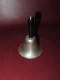 Antique 5" Long Nickel Plated School House Dinner Call Bell w/ Black Handle