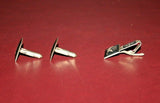 Vintage 3-pc Siam Silver Black Enameled Nielloware 1" Cufflink & Tie Clasp Set