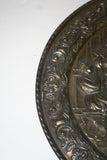 European Style 17" Round Hanging Brass Tray Embossed w/ Tavern Pub Scene