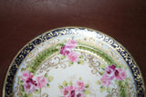 Antique Hand Painted Nippon Japanese Plate w/ Floral Design & Gilt Beaded Lip