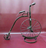 Vintage Reproduction 22" Long Cast Iron Classic Big Wheel Bicycle Model on Stand