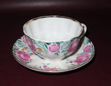 Vintage Lomonosov Porcelain Cup & Saucer w/ Rose Floral Pattern - Made in Russia