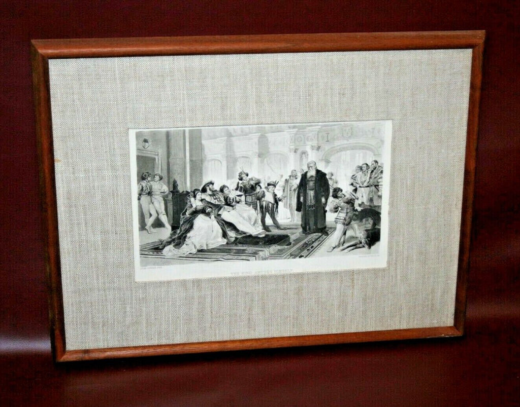 Antique Jules Garnier Framed Black & White Print - "The King Amuses Himself"