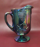 Vintage 10" Indiana Style Harvest Grapes & Leaf Amethyst Carnival Glass Pitcher