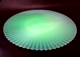 Vintage 30s Monax MacBeth-Evans White Vaseline Uranium Glass Petal-Ware Platter