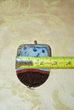 Antique Small Blue German Beaded Coin Purse - Aus Liebe "Of Love" - Sold As-Is