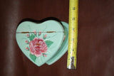 Hand Made Arts & Crafts Painted Signed Flip-Lid Heart Shaped Wooden Jewelry Box