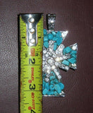 Vintage 2x3" Large Costume Jewelry Rhinestone & Turquoise Pendant