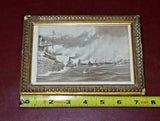 Antique Framed George Varian Print "Admiral Sampson Fleet Saluting Grants Tomb"