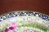 Antique Hand Painted Nippon Japanese Plate w/ Floral Design & Gilt Beaded Lip