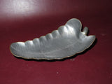 Vintage 8" Long Leaf Shaped Etched Pewter Leaf Bowl Dish