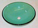 Hand Blown Studio Art Glass Aqua-Blue 16.5" Sink Basin Bowl - Drilled 1.75" Hole