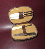 Vintage Special Triple Cut German Manicure Set in 4" Leather Zipper Brush Case