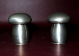 Vintage Pair 2.5" Mushroom Style Salt & Pepper Shakers - Kirk Pewter by Hanle