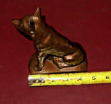 Antique Pair Nuart NYC 7" Tall Bronzed Spelter Shepherd Dog Bookends c. 1930