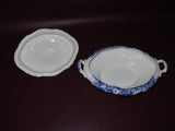 Antique Adams & Tunstall Trellis Flow Blue English Porcelain Covered Tureen Dish