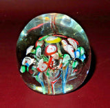 Collectible 3" Modern Multi-Color Millefiori Hand Blown Art Glass Paperweight
