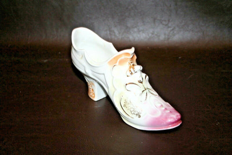 Vintage Fine German Porcelain Pink, Orange & Gilt 8" Long Shoe Planter - 1931