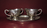 Vintage 3-pc Art Nouveau Japanese Silverplate Cream & Sugar Set on Tray