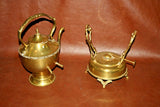 Vintage Mexican Brass 7-pc Coffee & Tea Set w/ Kettle, Pots, Cream & Sugar, Tray