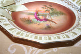 Antique Fine Bavarian 7" Porcelain Dish w/ Pierced Lip & Hand Painted Pheasants